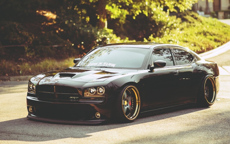 black, luxury, wealth, black cars, vintage car, daytime, 720P, dodge, street, city, coupe, focus on foreground, Dodge Charger, sports car, land vehicle