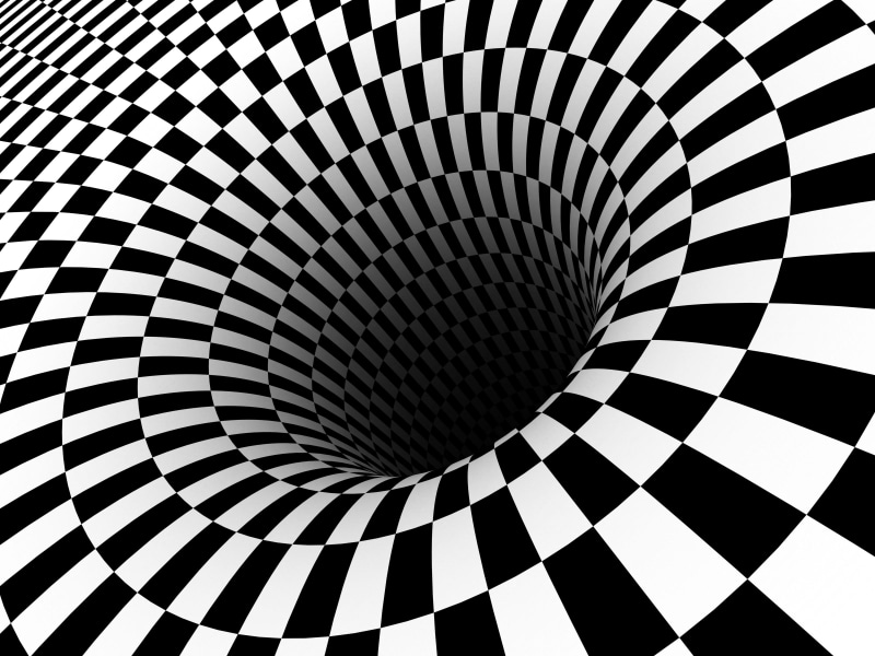 illusions, vortex, optical, illustration, hole, black, 2K, checkered