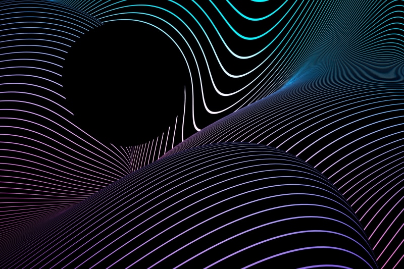 Neon, Lines, Wrap, 4K, Dark, 4K, Black hole, Curves