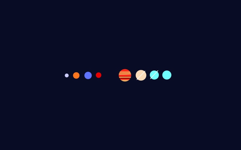planet, Solar System, minimalism, 2K