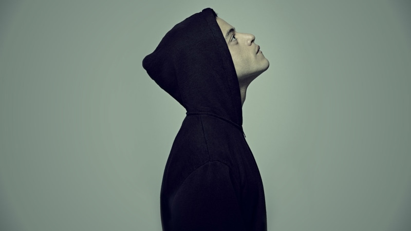 Mr. Robot 2 season, 4K, elliot alderson, Emmy 2016, wears, hoodie, looking, best TV series, Rami Malek, man, black
