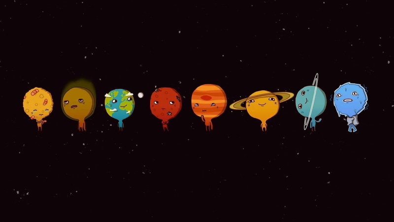 illustration, 1080P, funny, cute, sky, graphics, planetary system, solar system, planet, darkness, space, planets, art