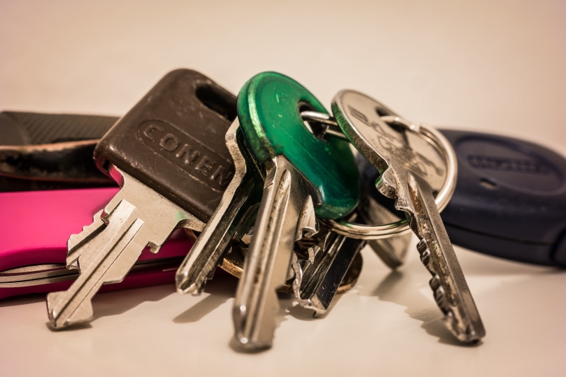 group of objects, indoors, door key, still life, car keys, 5K, tool, equipment, five, steel, silver colored, large group of objects, variation, work tool