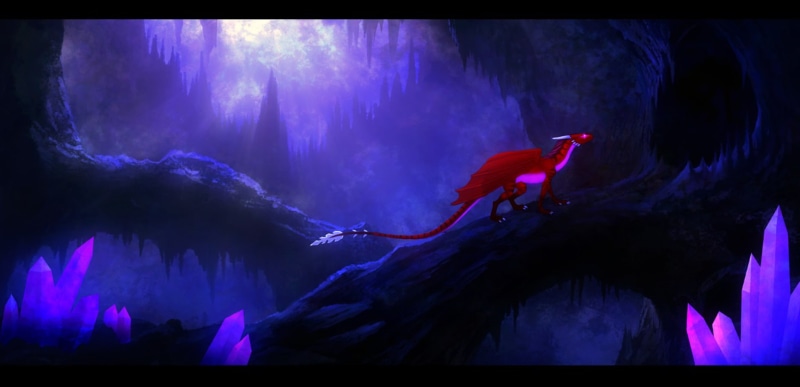Dragon, purple, 720P, Crystal, animals in the wild, land, red, water, travel destinations, animal, Crystal Cave, Fantasy, one animal, beauty in nature