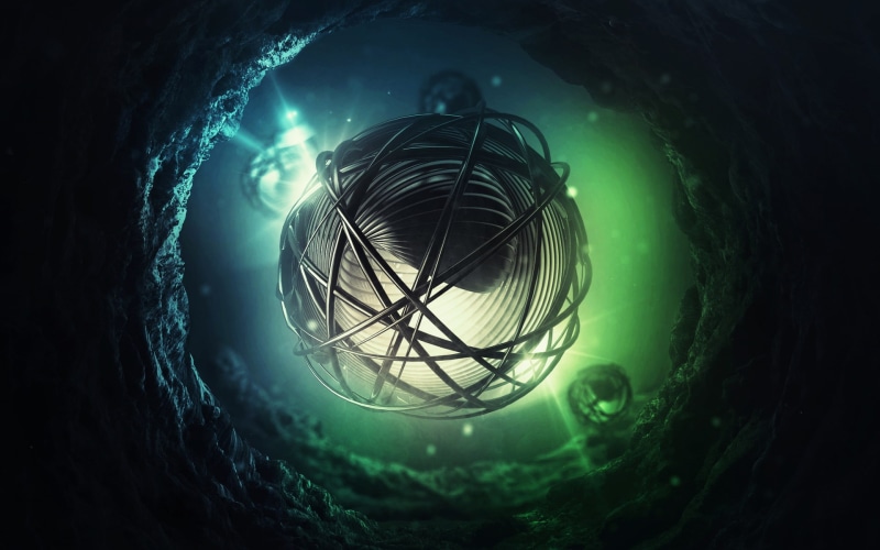 sci, fi, science, fiction, low angle view, sea, undersea, art, digital, abstract, sphere, CG, deep, swimming, underwater, close-up, lighting equipment