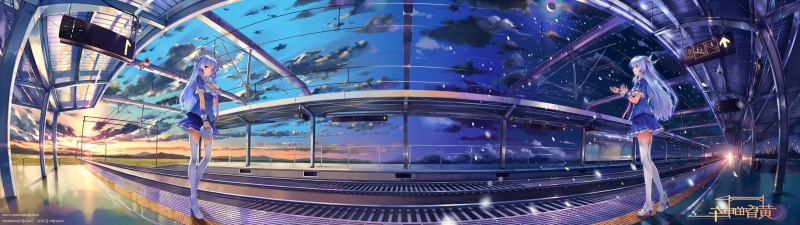 modern, motion, building exterior, building, built structure, office building exterior, city life, fish-eye lens, anime anime girls, panoramic, reflection