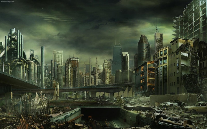 destroyed city background, Fantasy, computer, the destroyed city, 2560x1600, destroyed city pictures, 2K