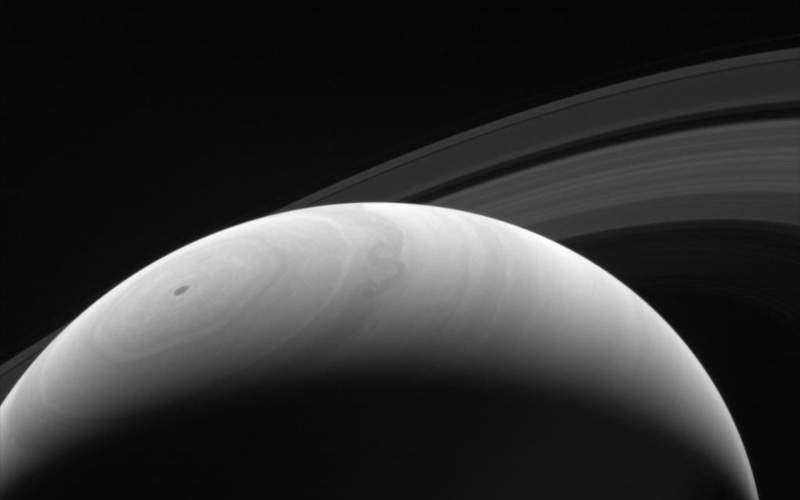 Saturn, NASA, single object, astronomy, black color, close-up, copy space, black background, science, nature, simplicity, curve, night, planet - space