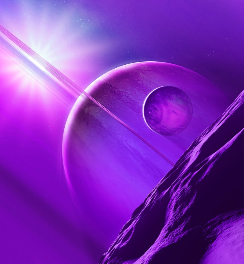 planetary rings, planet, purple, space art, digital art, space, abstract, 1080P