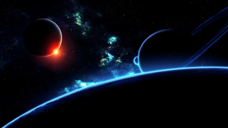 1080P, space art, planet, space, digital art, planetary rings
