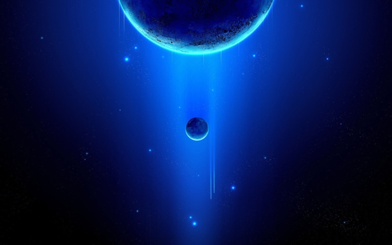 planet, space, drawing, planet earth, two, orbiting, star - space, artwork, space art, dark, sky, environment, planets, night, 1080P, galaxy