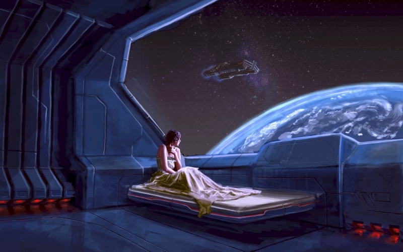 adult, astronomy, digital composite, space exploration, people, young adult, 1080P, digital art, galaxy, outdoors, fantasy, science fiction, siting, space