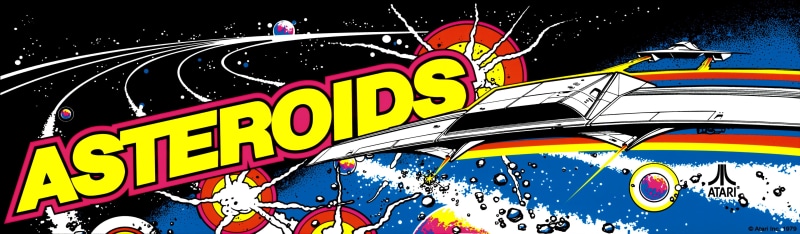 4K, video game art, arcade cabinet, arcade marquee, asteroids