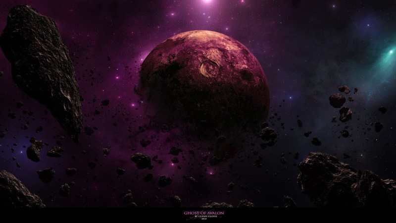 digital art, 1080P, space, space art, asteroid, planet
