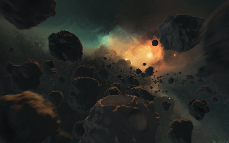 motion, asteroids, space, night, close-up, water, physical geography, 2K, smoke - physical structure, beauty in nature, cloud - sky, rock - object, no people