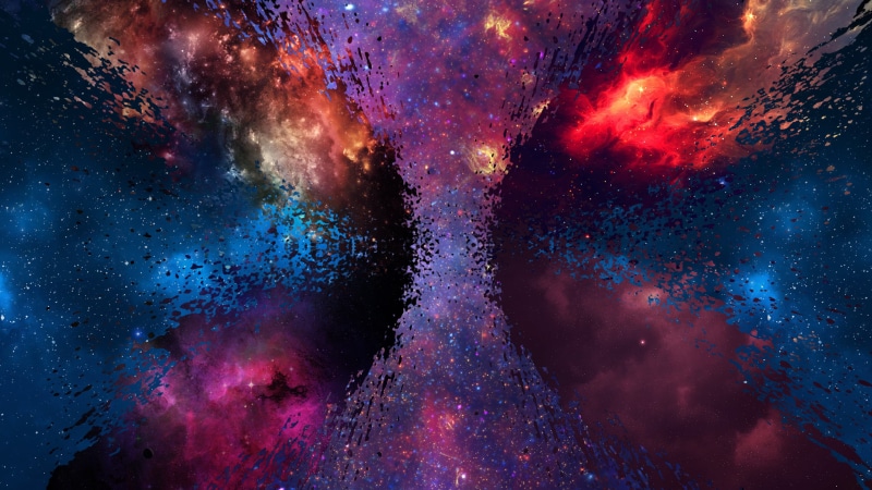 fantasy, universe, space, blue, outdoors, 2K, red, abstract, creativity, star - space, luminosity, science, no people, motion, illustration, multicolored