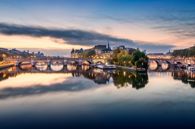 city, panoramic, the river, the city of Paris, France, beside, the Seine, paris, seine, the bridges lights, the house, 1080P, view, the building, water