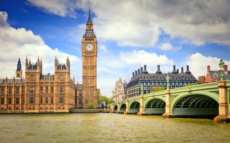River Thames, UK, Big Ben, 2K, Westminster, bridge, London
