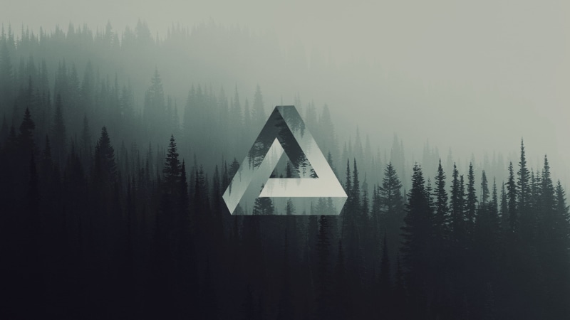forest, geometry, Penrose triangle, triangle, 1080P
