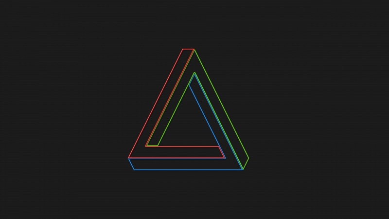 black color, logo, illuminated, lighting equipment, consumerism, palace, 1080P, no people, Penrose triangle, sign, indoors, arrow symbol, night, dark