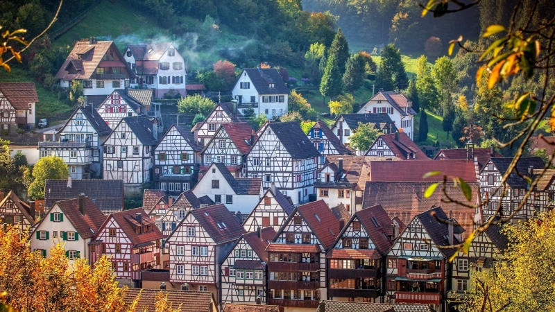 townlet, schiltach, houses, black forest, valley, half-timber framed houses, town, 1080P, europe, timber framing, kinzig valley, half-timber, germany