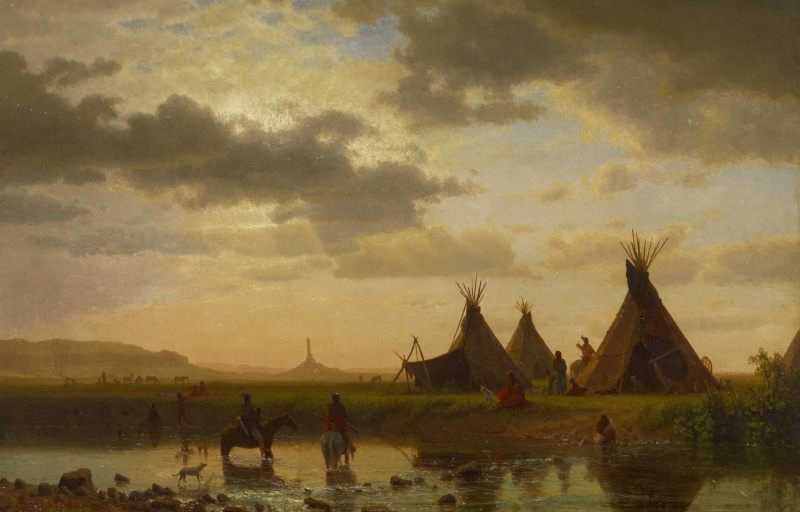 landscape, wigwam, 1080P, Albert Bierstadt, picture, the Indians