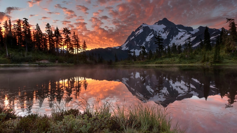 4K, cloud - sky, reflection, beauty in nature, snow, mountains, forest, no people, idyllic, mountain, scenics - nature, tree, snowcapped mountain, landscape