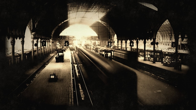 train station, Windows 98, train, architecture, old photos, Microsoft Plus, windows os, sepia, 1080P