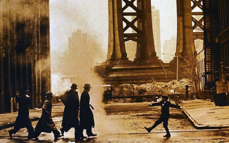 building, real people, city, sepia, Sergio Leone, leisure activity, movies, group of people, people, 720P, full length, architecture, architectural column