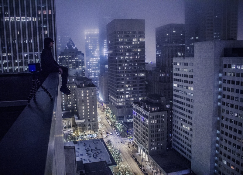 illuminated, architecture, financial district, sky, tower, night, 1080P, skyscraper, dusk, high angle view, modern, no people, smog, city, office building exterior