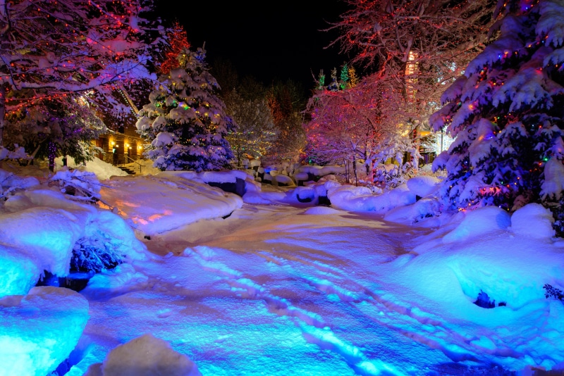 the city, illuminated, flowing water, season, blurred Motion, blue, multi Colored, garland, landscape, motion, park - Man Made Space, scenics - nature