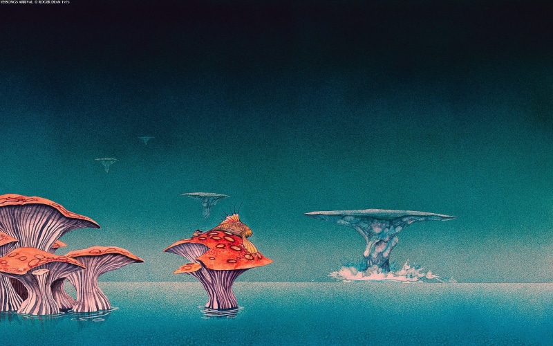  sea, artwork, landscape, copy space, science fiction, blue, colored background, islands, no people, fantasy art, wall - building feature, art and craft