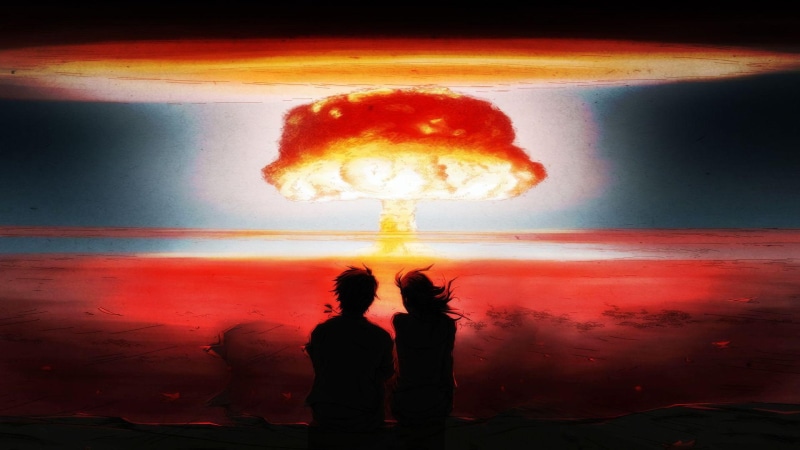 illustration, mushroom cloud, watching, bomb, 1920x1080, nuclear, anime, 1080P, explosion