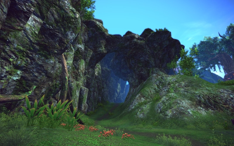 non-urban scene, no people, scenics - nature, green color, gray, rock formation, Tera online, tranquil scene, video games, nature, tree, mountain, beauty in nature