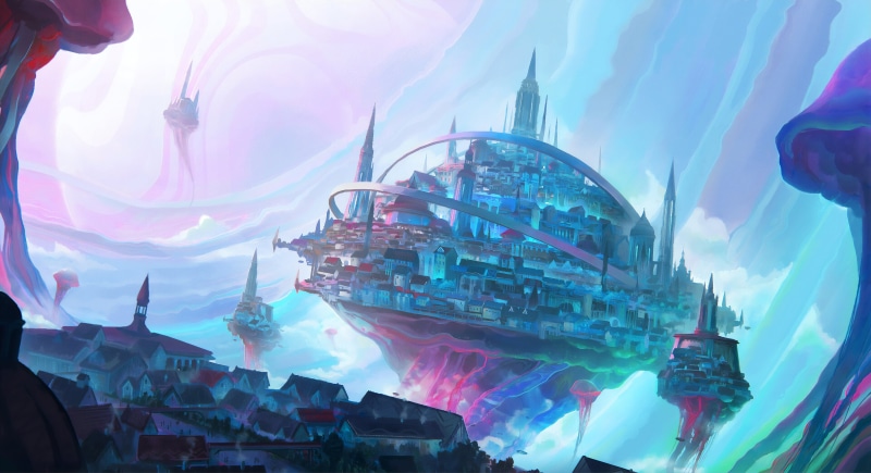 Floating Island, Fantasy, City, 4K