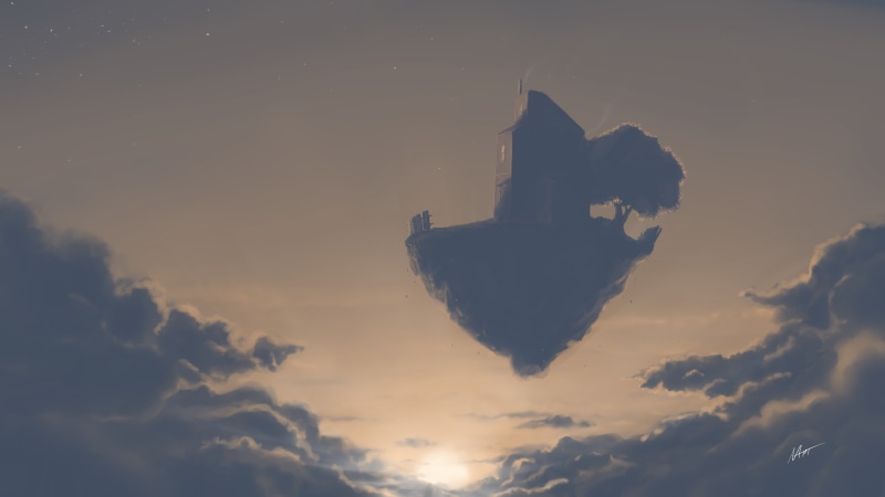  sunset, vertebrate, animal themes, digital, swimming, digital art, island, water, mammal, cloud - sky, silhouette, beauty in nature, animal