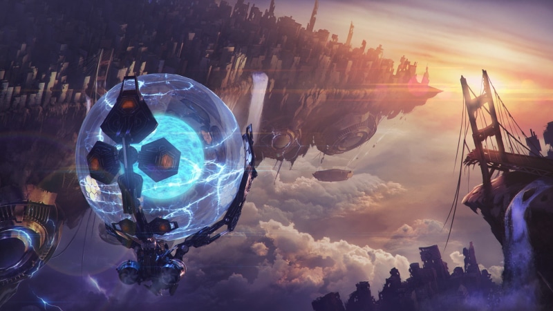 Sci Fi, 1080P, Waterfall, Cloud, Floating Island, Futuristic, City