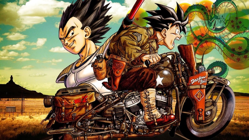 decoration, sky, Dragon Ball Z, nature, mode of transportation, no people, Son Goku, outdoors, day, transportation, Dragon Ball, land vehicle, creativity