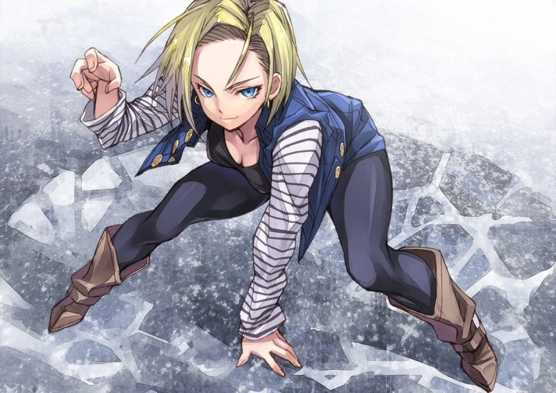 anime, Android 18, blonde, Dragon Ball Z, blue eyes, 480P, anime girls