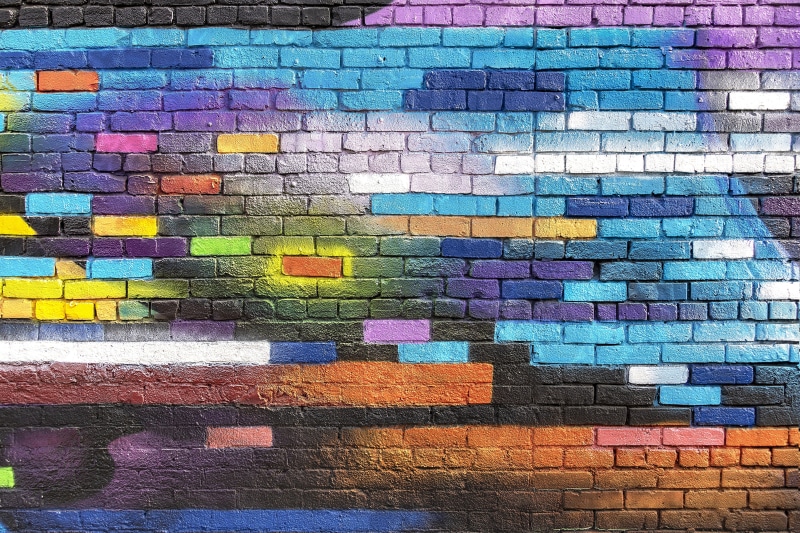 no people, full frame, grafiti, mosaic, design, paint, red, cement, backdrop, 5K, creativity, rough, backgrounds, brick Wall, textured, blue, built structure