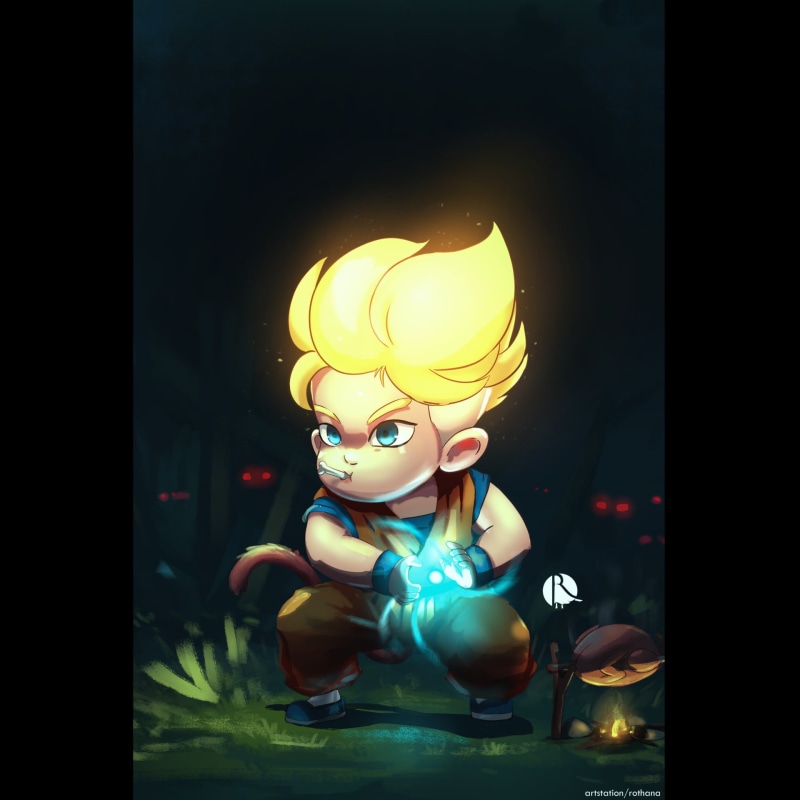 representation, yellow, glowing, Son Goku, human representation, no people, lighting equipment, auto post production filter, Super Saiyan, Kamehameha, creativity