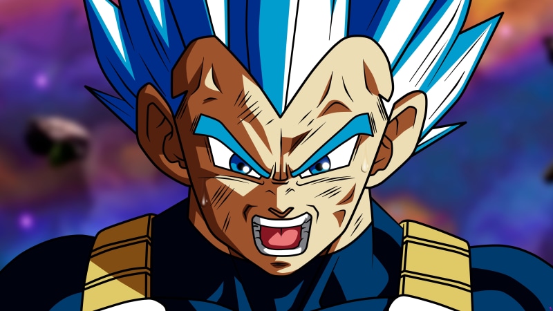 multi colored, pattern, looking at camera, Super Saiyan, nature, close-up, 5K, disguise, front view, illuminated, blue, Vegeta, portrait, focus on foreground