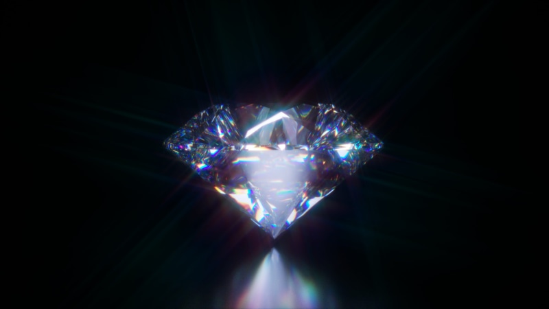 single object, white, gemstone, light - natural phenomenon, photo, wealth, multi colored, luxury, shallow, 3d, dark, shiny, sparkle, royalty, bright, jewel