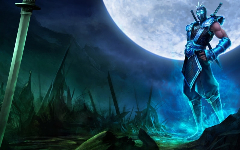 one person, 720P, adventure, video games, painting, holding, water, sea, skill, low angle view, Shen (League of Legends), rock - object, white, anime