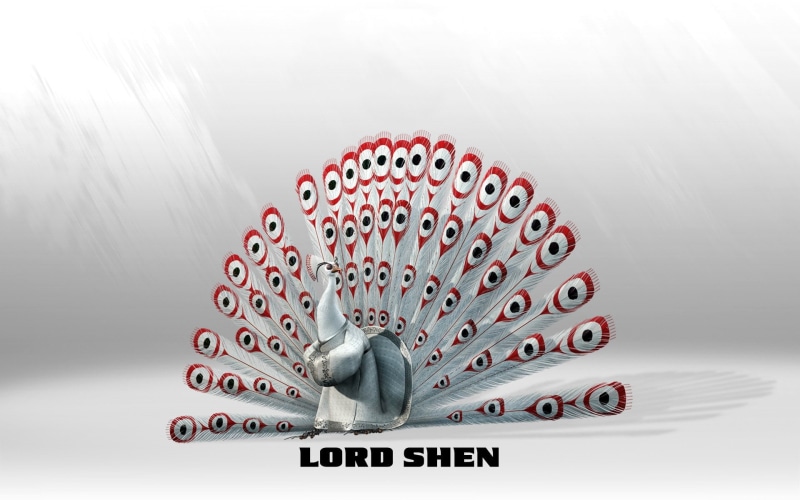 white color, Lord Shen (Kung Fu Panda), no people, close-up, arts culture and entertainment, single object, copy space, 1080P, red, table, Kung Fu Panda
