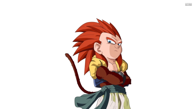 white, dragonball, 2K, simple, gotenks, super, saiyan, background