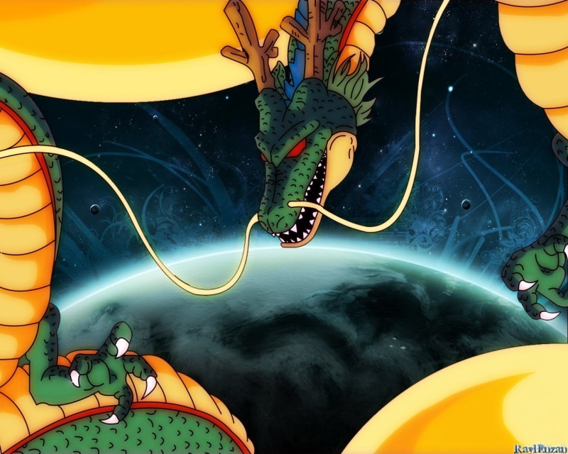 yellow, leisure activity, Dragon Ball, Oriental, water, shenron, reflection, Asian, plant, 720P, no people, digital composite, sea, day, illustration