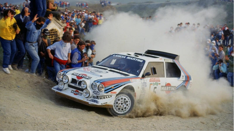 real people, sport, smoke - physical structure, Biasion, competition, occupation, San Remo, 1080P, spectator, Lancia Delta, women, day, 1986 (Year), large group of people