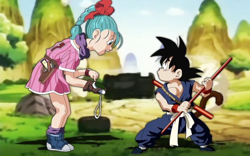 women, day, 720P, standing, people, costume, nature, obscured face, son, outdoors, art and craft, sunlight, focus on foreground, lifestyles, bulma, Dragon Ball