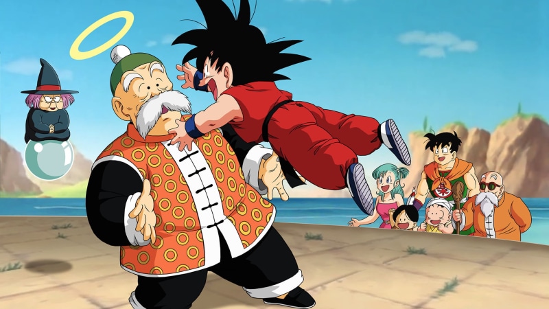 Dragon Ball, Krillin (Dragon Ball), lifestyles, sky, costume, day, real people, art and craft, Upa (Dragon Ball), leisure activity, people, Fortuneteller Baba (Dragon Ball)